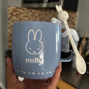 miffy Light Blue Ceramic Mug with Bunny Spoon